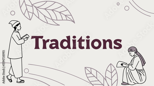 Traditions in minimal style, serene mood - vector illustration   