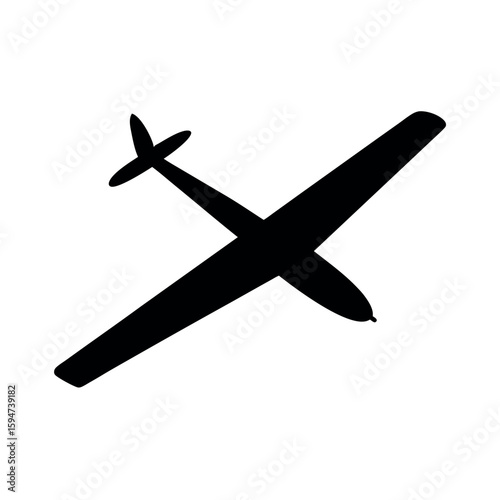 Sleek glider aircraft with aerodynamic shape Silhouette Vector illustration