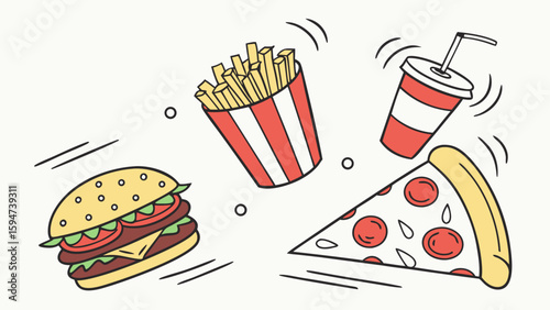 Modern gadgets in modern style, happy mood - vector illustration