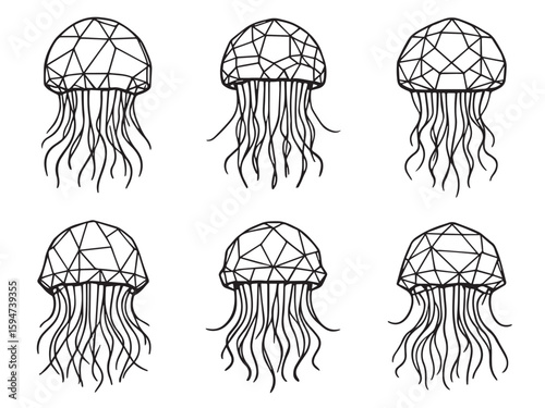 jellyfish underwater vector sketch