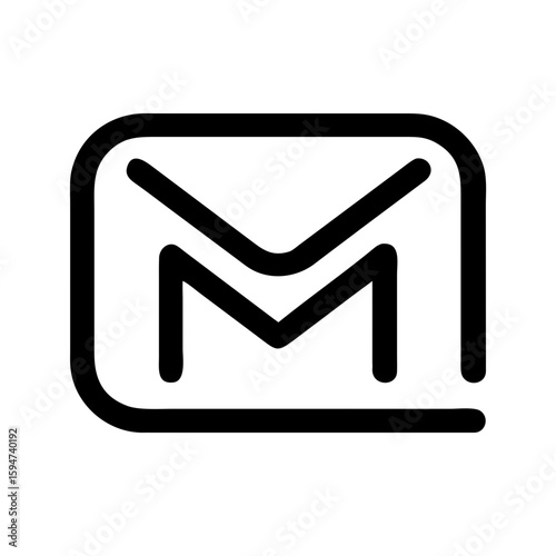 Minimalist Email Icon Logo Design – Black Line Art Mail Symbol on White Background

