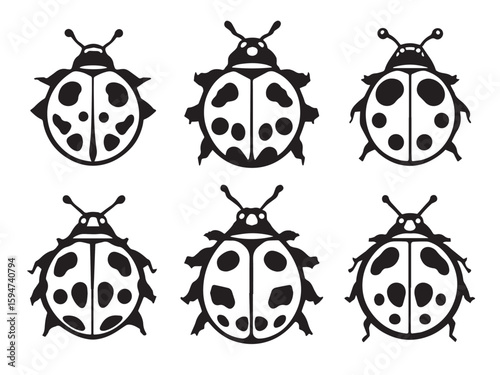 Outline of ladybug icon in linear style