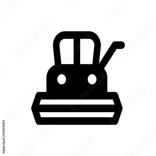 Illustration of a stylized black combine harvester with white lights on a white background design view