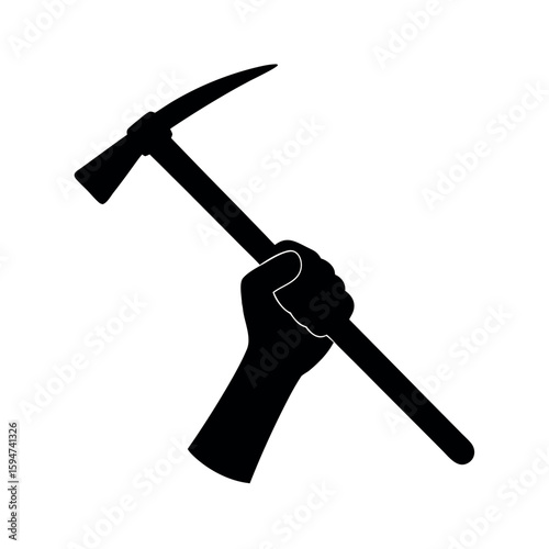 Sharp hand hoe ideal for gardening and farming Silhouette Vector illustration