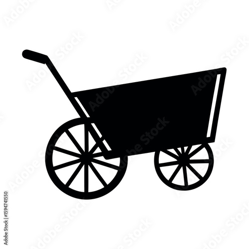 Wooden hand pulled cart for transporting goods Silhouette Vector illustration