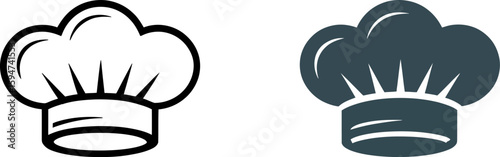 Vector art of chefs hat icon in outline and solid silhouette styles
