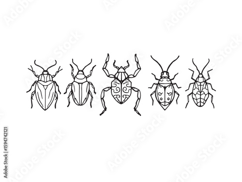 Leaf insect outline vector drawing