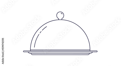 Elegant dome shaped serving dish with handle on a circular plate presentation food service tray