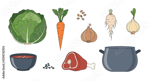 Hearty cabbage soup with beef and root vegetables a comforting meal