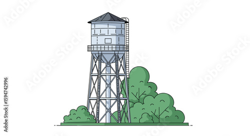 Water tower structure providing vital water supply for local community growth and development