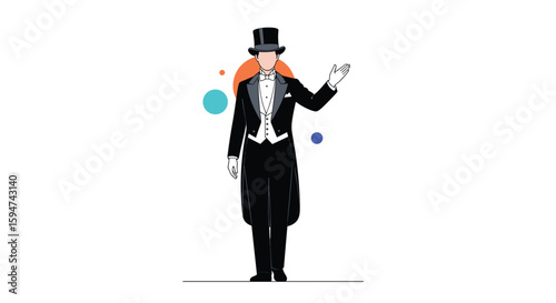 Elegant gentleman in formal attire performing a captivating show with artistic flair and flair