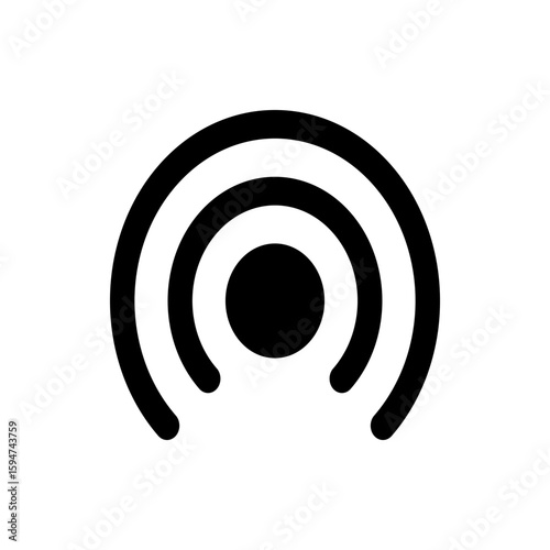 Illustration of a concentric circle design with a solid circle in the center and two partial circles
