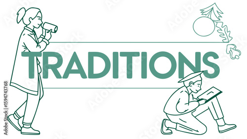 Sustainability in modern style, thoughtful mood - vector illustration