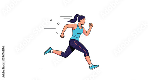 Energetic woman running outdoors enjoying a health and fitness lifestyle