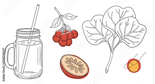 Fresh tropical fruit smoothie ingredients for a healthy refreshing beverage