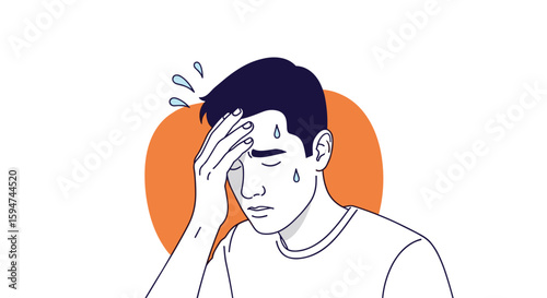 Illustration of a man experiencing mental distress holding his forehead feeling overwhelmed by life's challenges