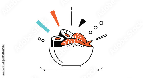Delicious sushi bowl with fresh ingredients and chopsticks ready for enjoyment