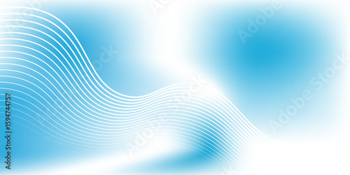 Abstract blue gradient background with shining lines waves. Minimalist background for banner, poster, cover, brochure, flyer, website
