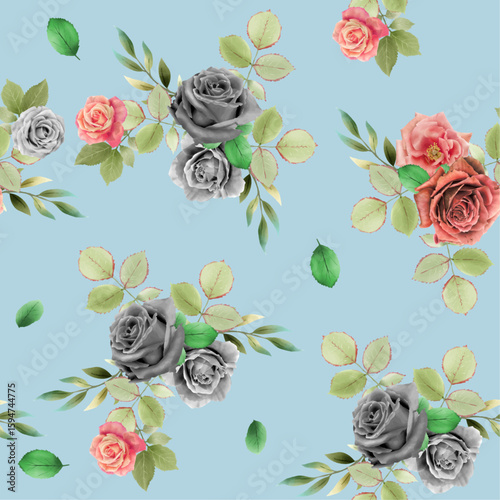 elegant rosses watercolor wedding invitation card set