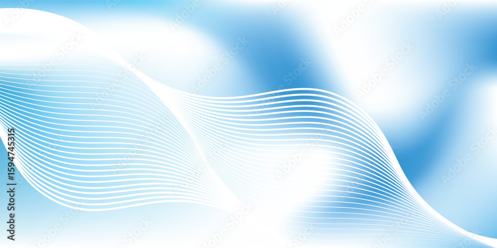 Naklejka premium minimalist blue gradient background with shining lines waves. Minimalist background for banner, poster, cover