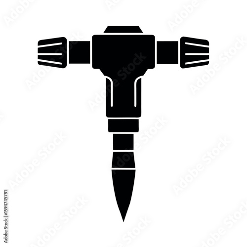 Industrial jackhammer for roadwork operations Silhouette Vector illustration