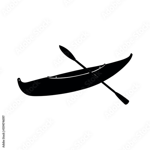 Single person kayak for river or lake paddling Silhouette Vector illustration