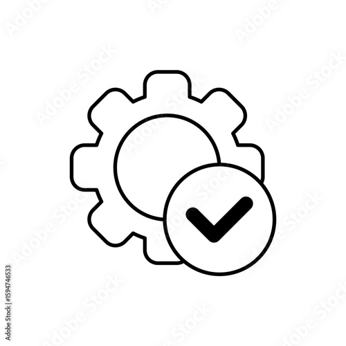 Icon a gear check, isolated against a clean background.
