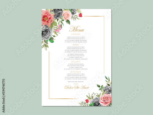 elegant rosses watercolor wedding invitation card set