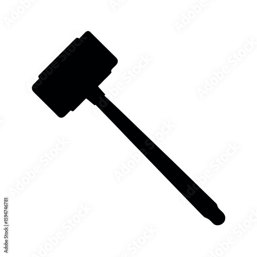 Wooden mallet used in carpentry and woodworking Silhouette Vector illustration