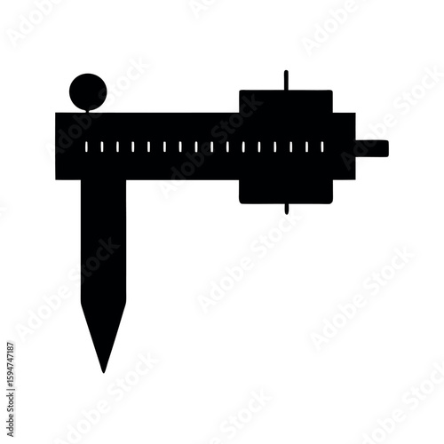 Mechanical caliper used for accurate measuring Silhouette Vector illustration