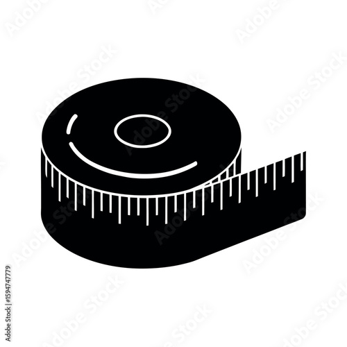 Flexible measuring tape rolled for tool use Silhouette Vector illustration