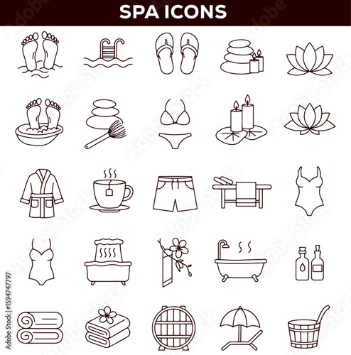 spa and wellness icons set.