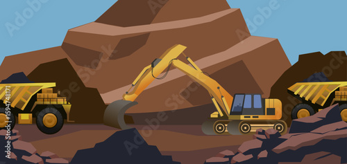 Coal truck mining industry illustration