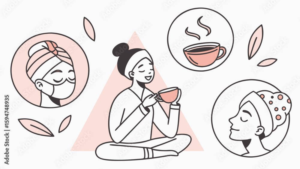 Fototapeta premium Teamwork in modern style, thoughtful mood - vector illustration