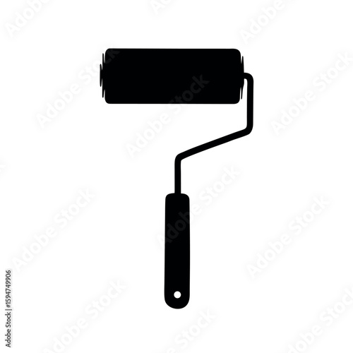 Wall painting roller with textured cover Silhouette Vector illustration