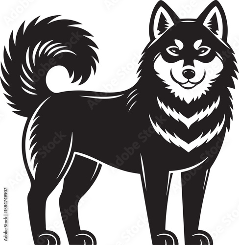 Alaskan Malamute dog silhouette black vector icon