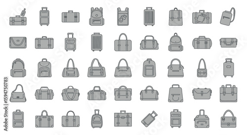 Collection of Travel Bags and Luggage Icons