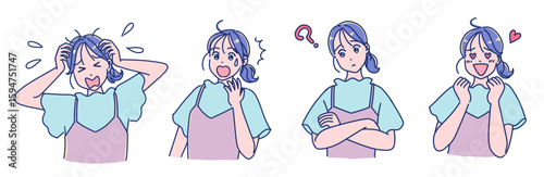 アニメタッチの女の子　表情セット