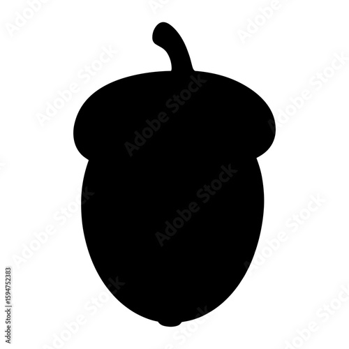 Elegant silhouette of an acorn on white background, nature symbolism
