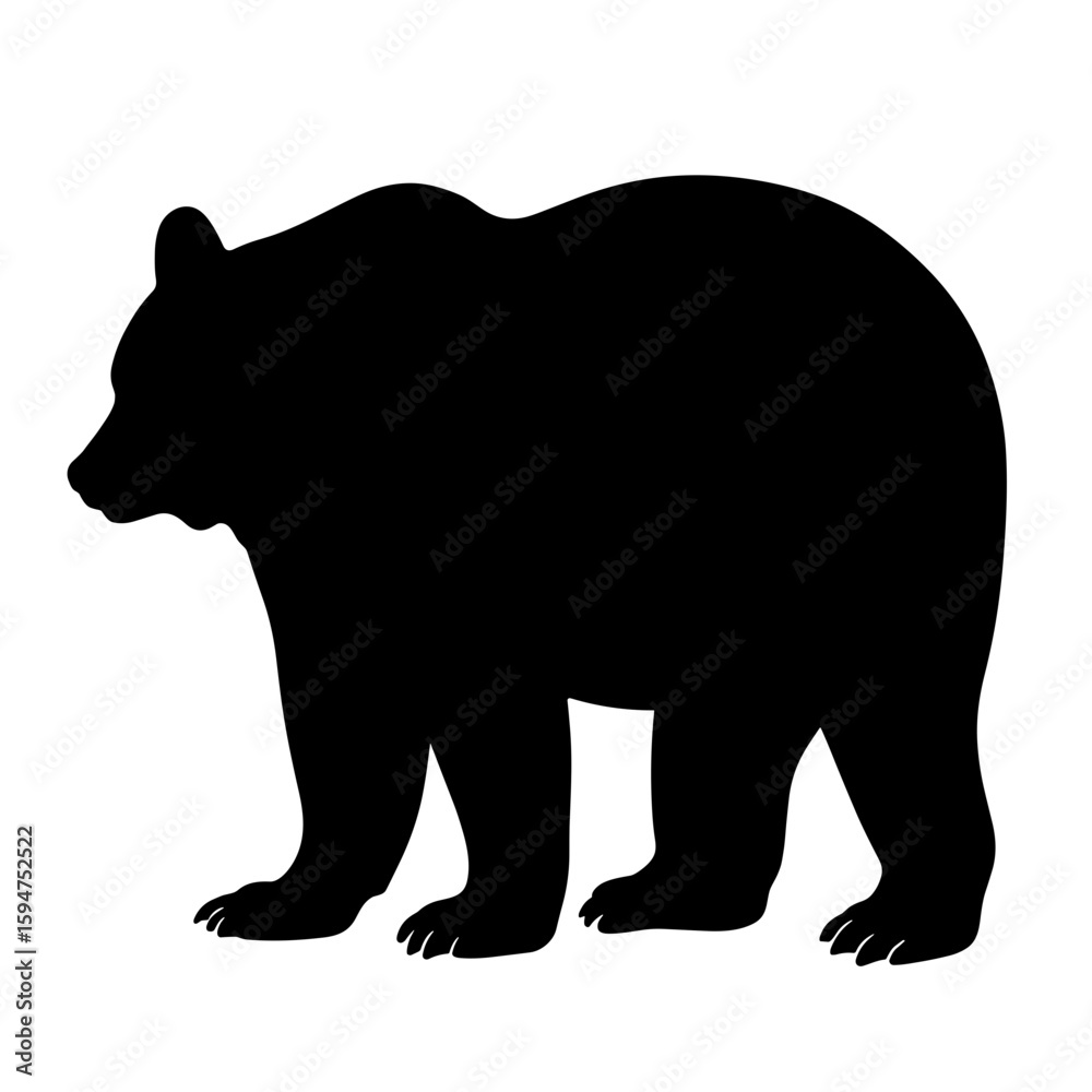 Fototapeta premium Silhouette of a bear on a white background, nature symbol