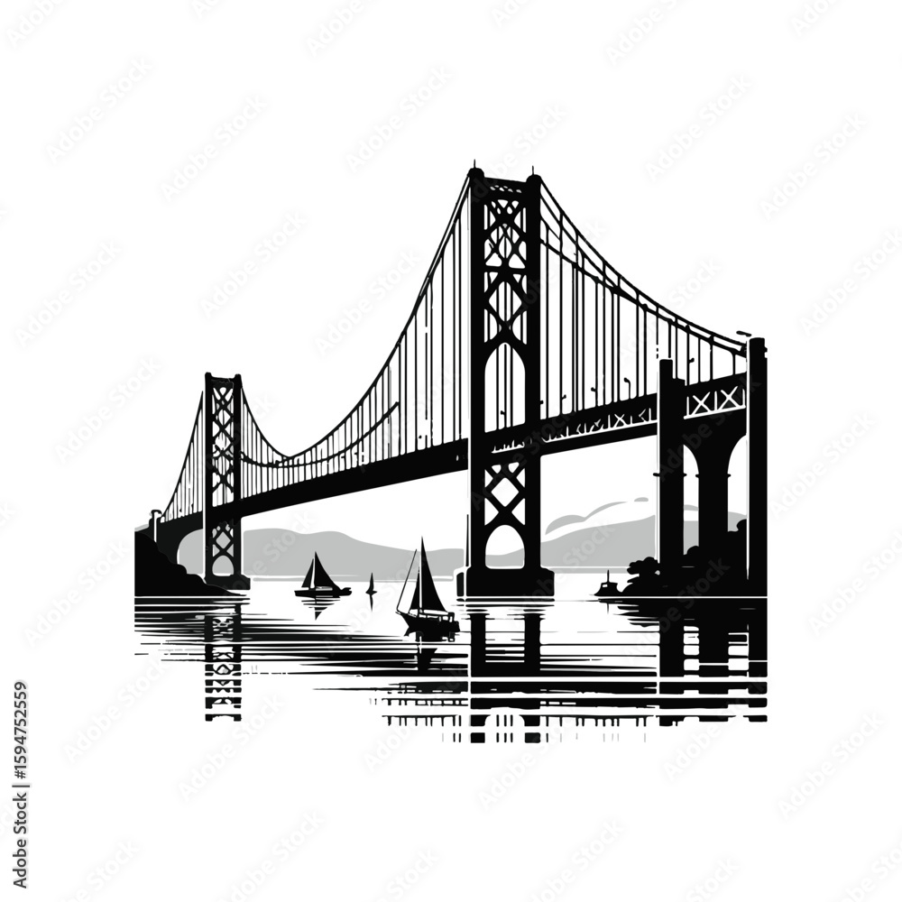 Fototapeta premium Bridge silhouette for connection