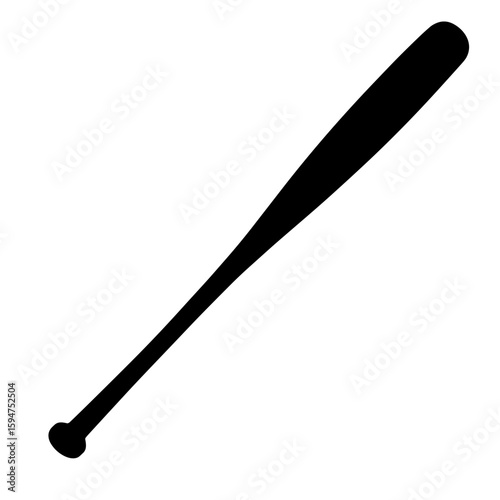 Silhouette of baseball bat on white background, sports symbolism