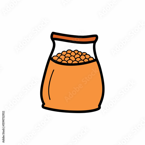 Bag of Dried Lentils Vector Illustration for Grocery and Organic Food Design