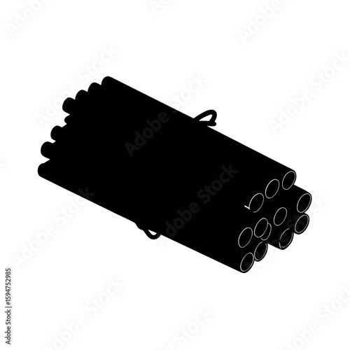 Reinforced steel rebar bundle tied for building Silhouette Vector illustration