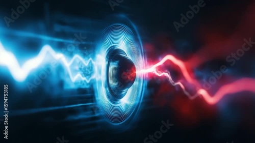 Vibrant blue pulses with electric energy, sound wve marvel of technology