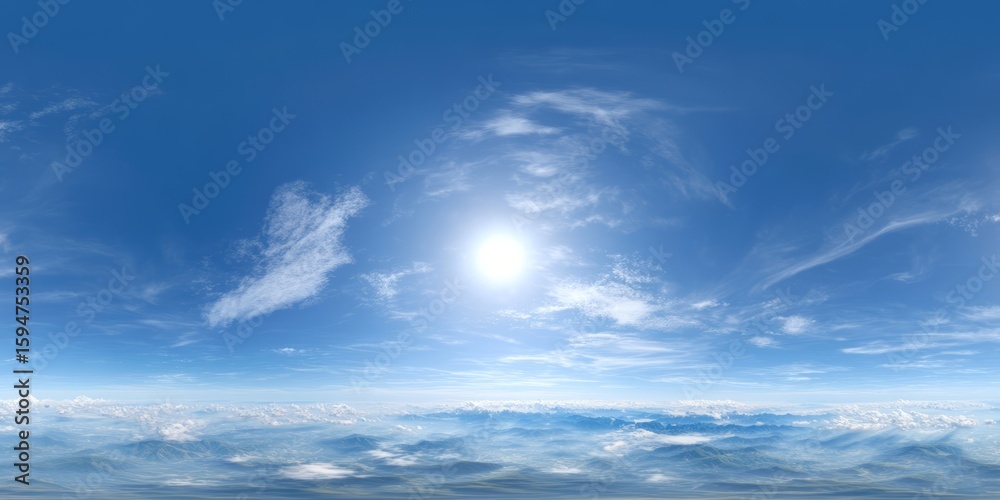 Obraz premium 360 degrees panoramic view of clear blue sky hdri environment for scenic landscapes