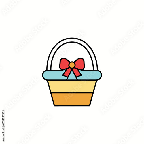 Gift Basket Vector Illustration for Celebration and Decorative Hamper Concept