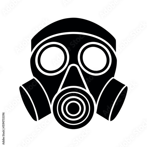 Protective respirator mask for safety breathing Silhouette Vector illustration