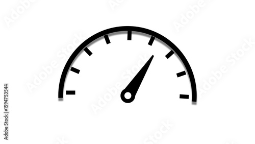 Black Speedometer Gauge Half Circle Minimalist White Background Simple Meter Measurement Icon Indicator Design