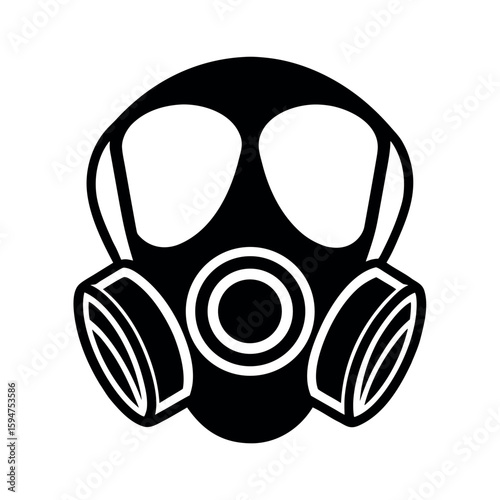Industrial respirator mask for air protection Silhouette Vector illustration